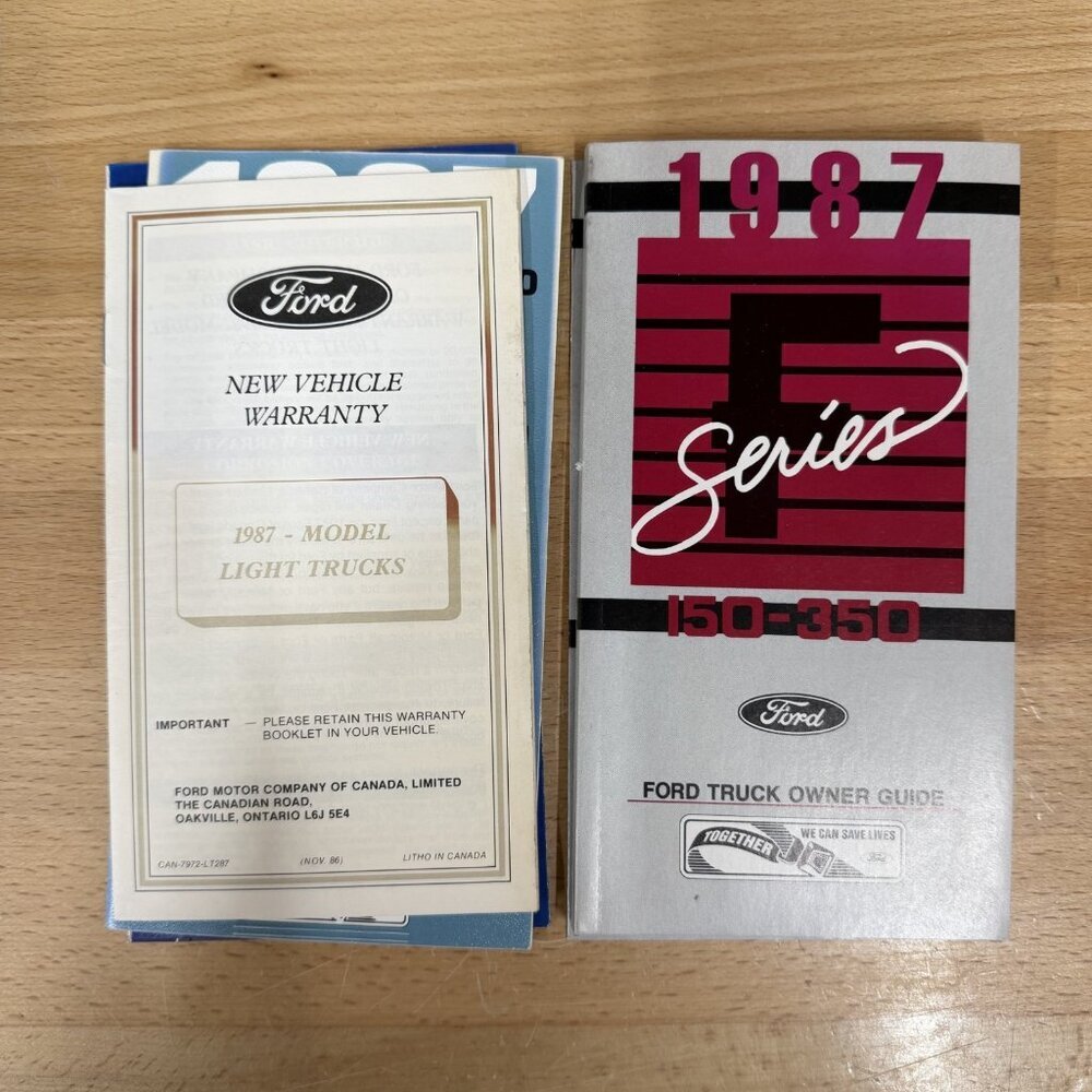 1987 F Series 150-350 Ford Truck Owner/Operating Guide, Warranty, Brochures